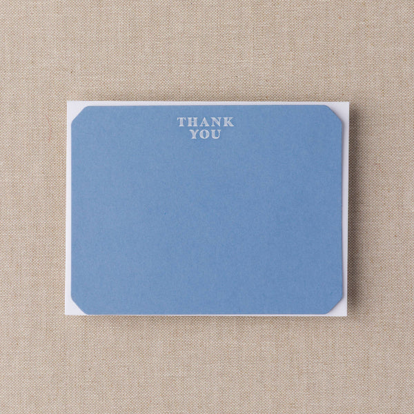 Thank You Engraved Blue Flat Notecards