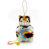 Knitting Calico Cat Pom Pom Ornament