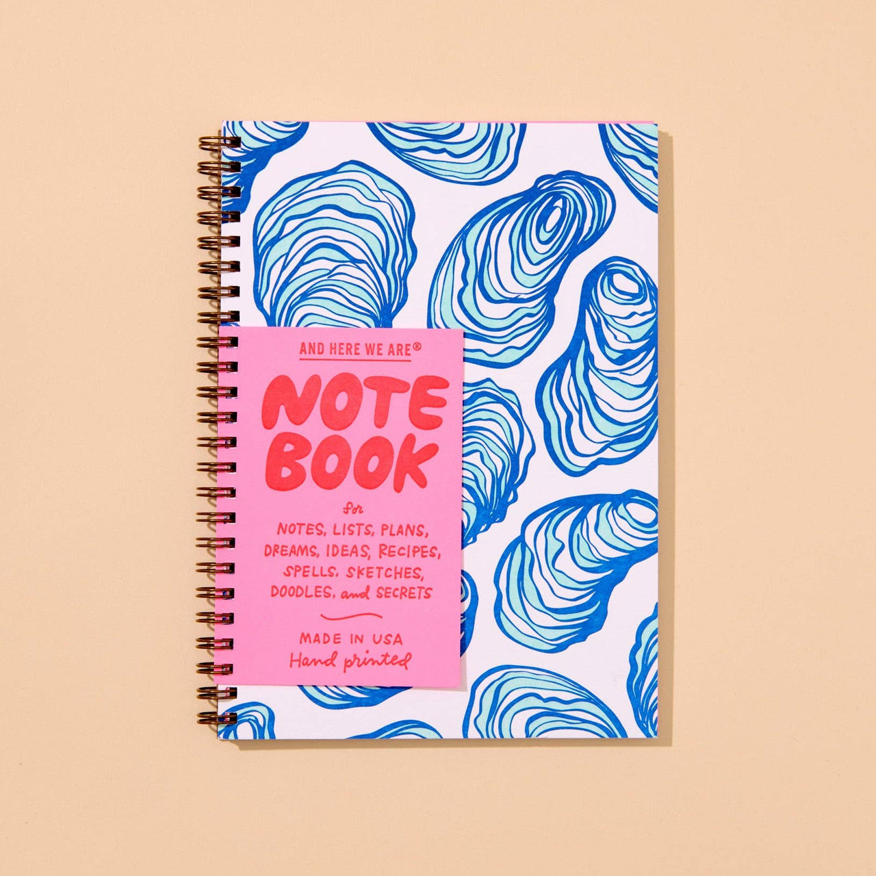 Oysters A5 Letterpress Spiral Notebook