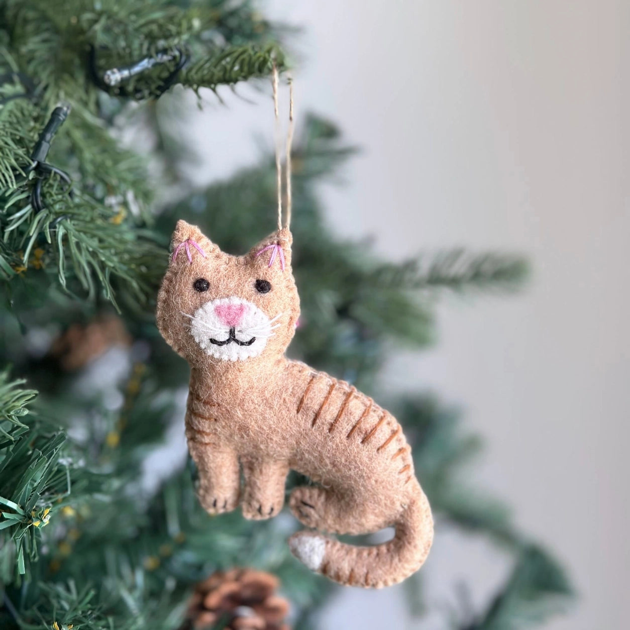 Felt Stitched Cat Ornament