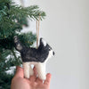 Black Felt Husky Ornament