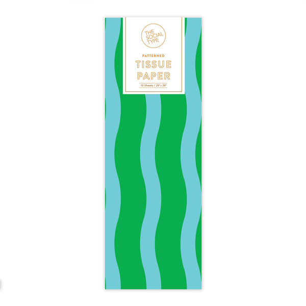 Green/Aqua - Fussy Stripe Tissue Paper