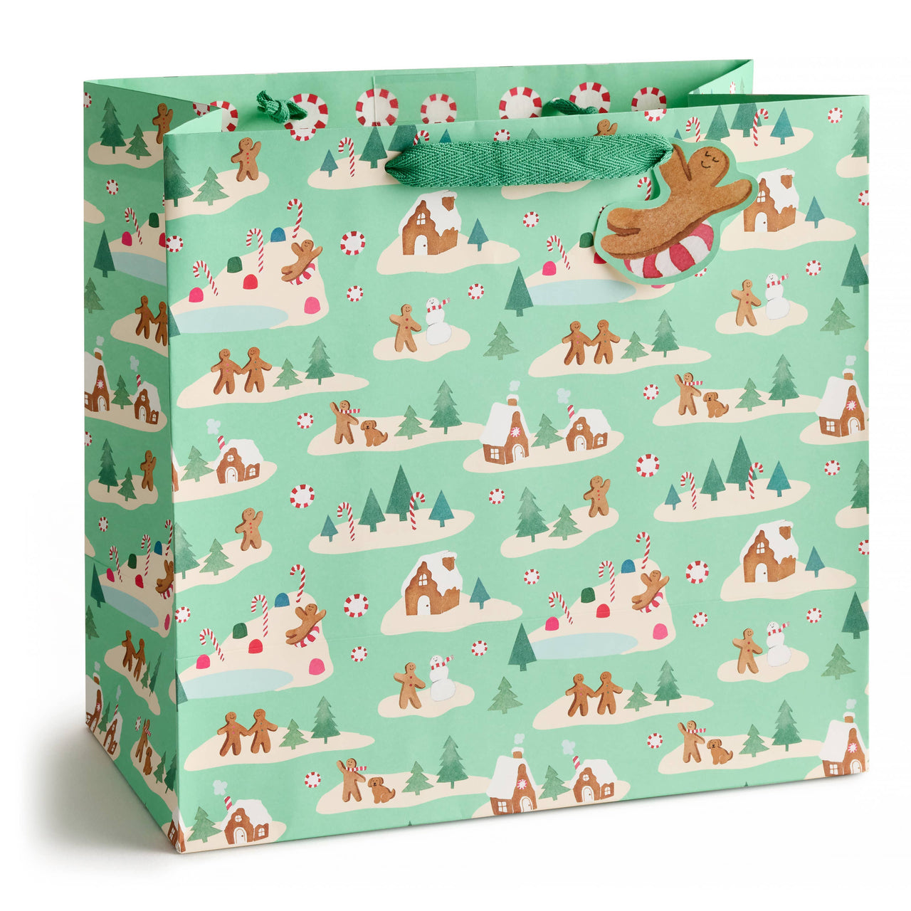 Mint Gingerbread Village Large Gift Bag