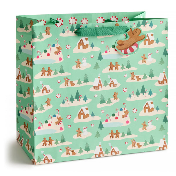 Mint Gingerbread Village Large Gift Bag