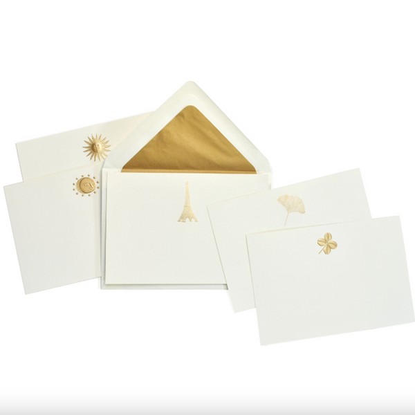 Gold Engraved & Embossed Note Cards