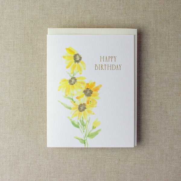 Yellow Floral Watercolor Birthday