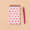 Hearts Letterpress Spiral Pocket Size Notebook