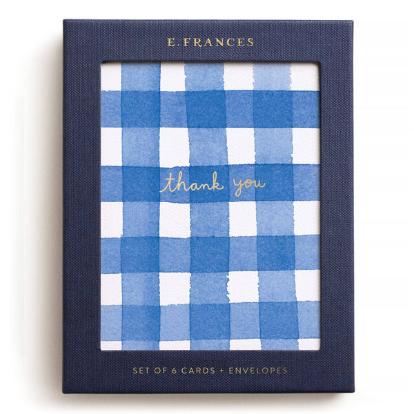Blue Gingham Thank You Boxed Set of 6