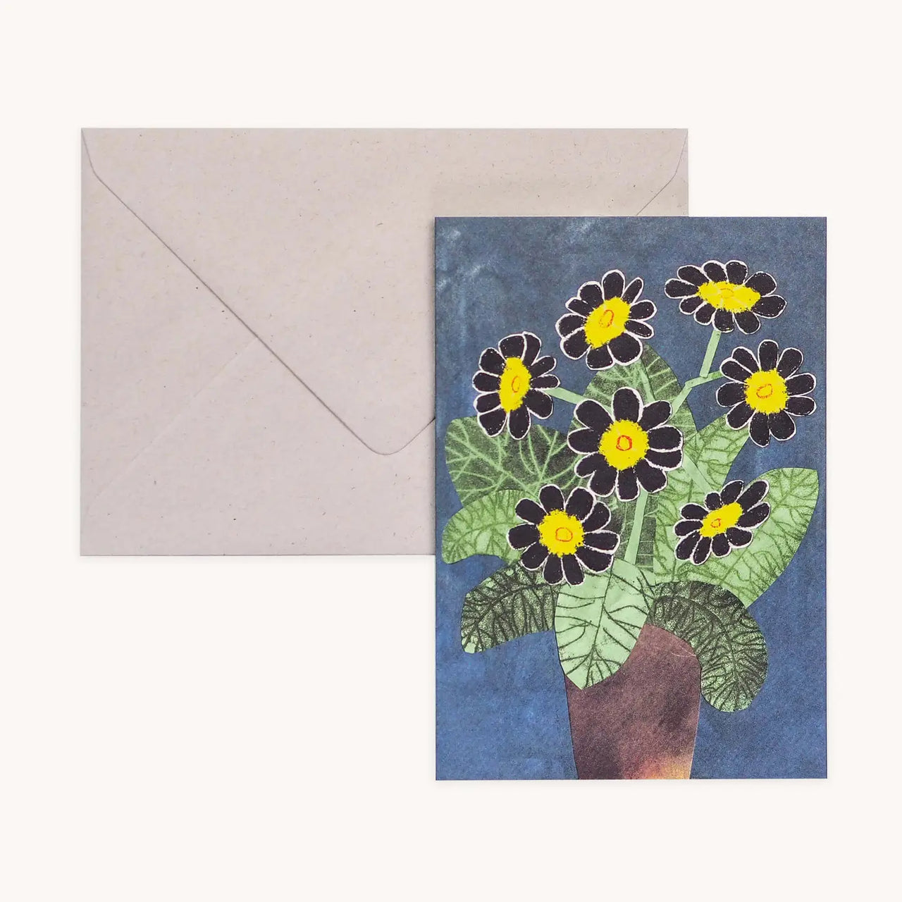 Black Auricula Flowers Card