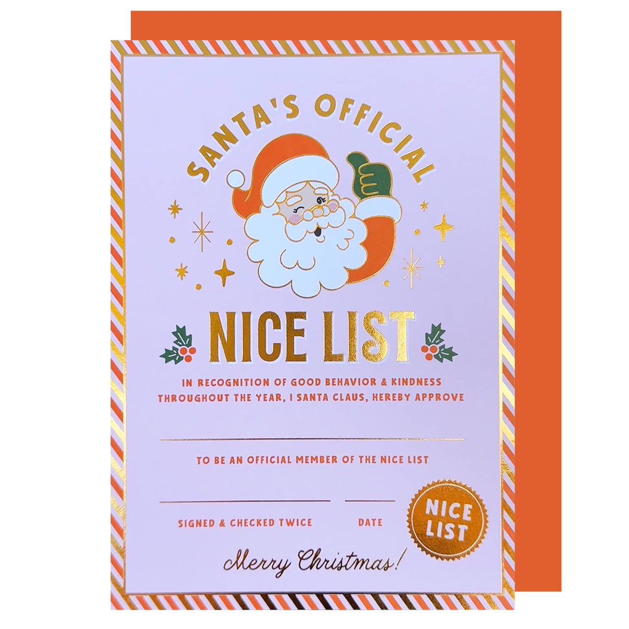 Santa's Nice List Holiday Certificate
