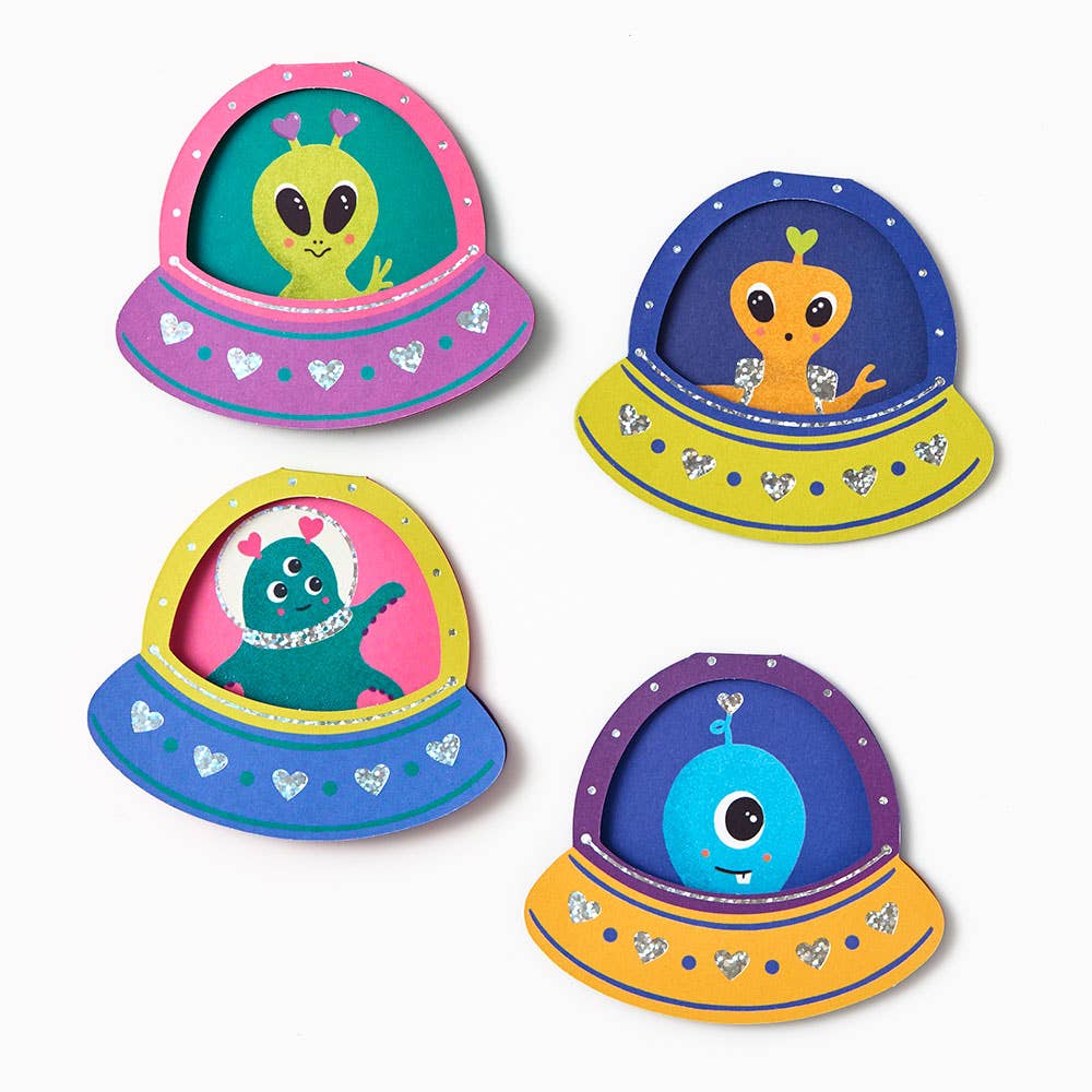 Alien Spaceship Valentine's Cards