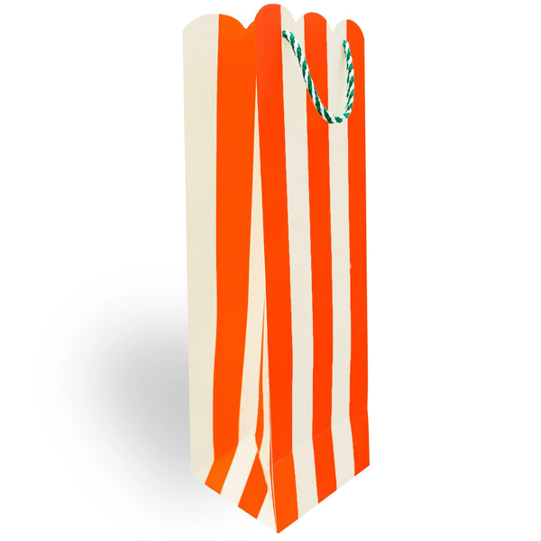 Holiday Stripes Scallop Wine Gift Bag