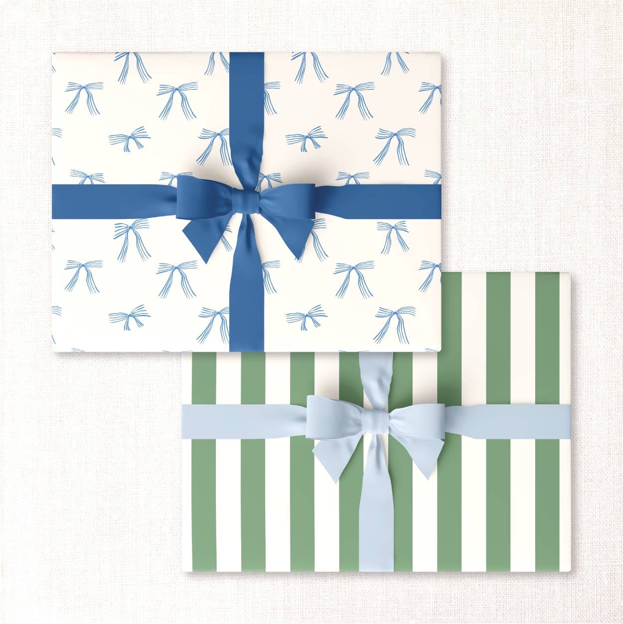 Blue Bows + Lawn Cabana Stripe Wrap Sheet