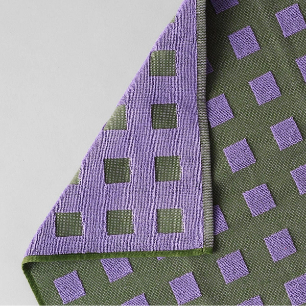Olive & Lilac Squares Tea Towel